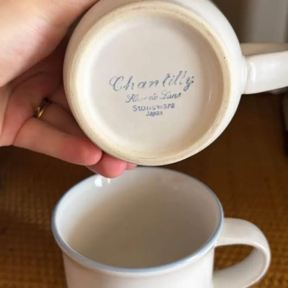 vintage set of floral cottage stoneware mugs